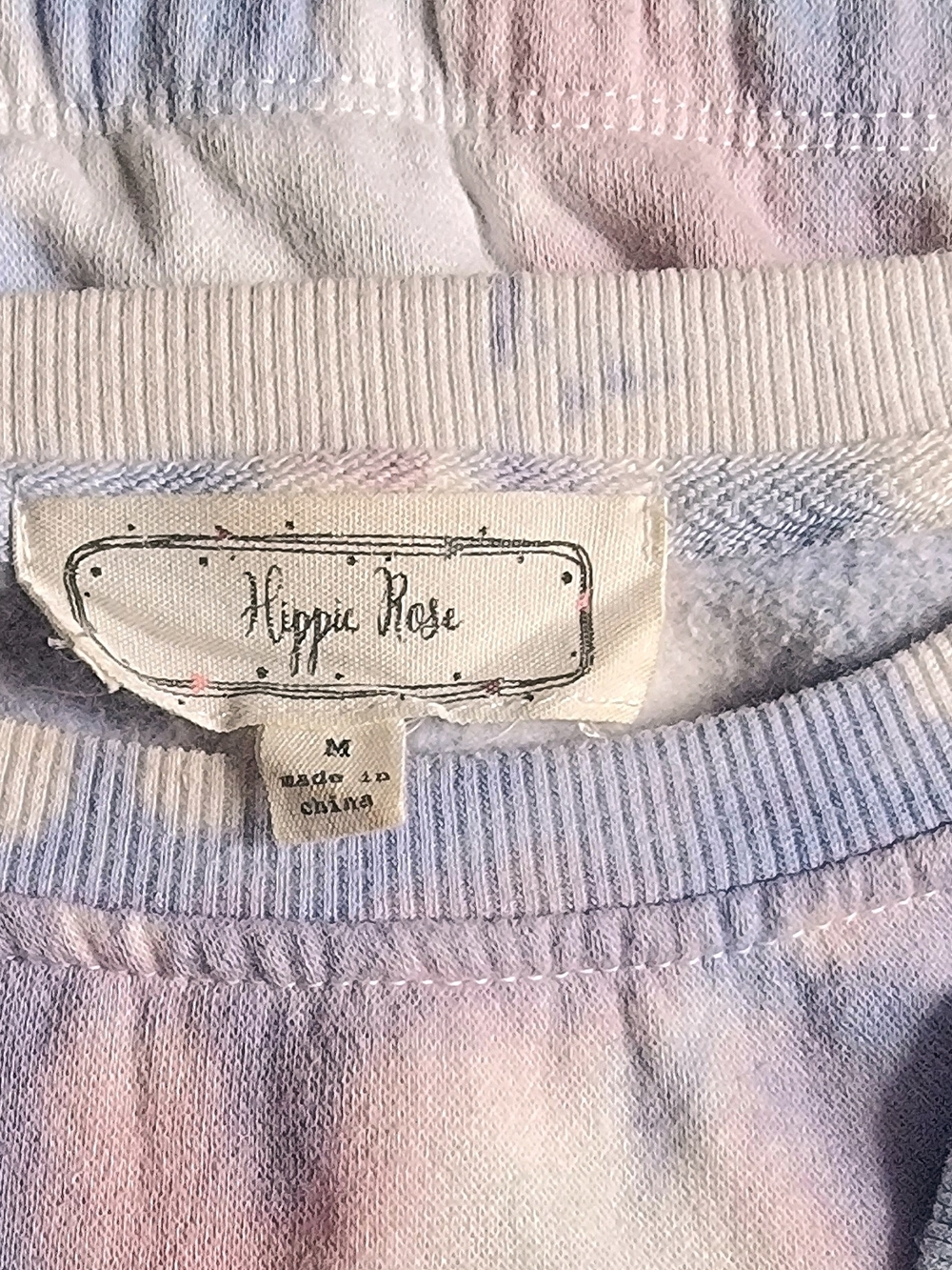 Hippie Rose Pastel Tie-Dye Crewneck Sweatshirt - Blue, Pink, Cream Medium - Picture 6 of 7